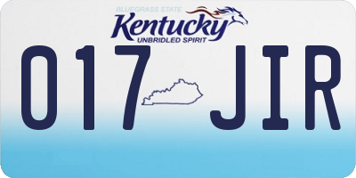 KY license plate 017JIR
