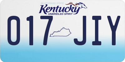 KY license plate 017JIY