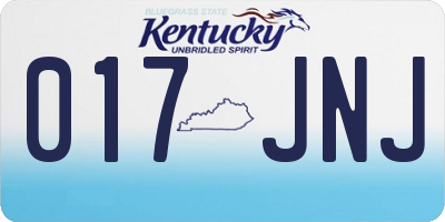 KY license plate 017JNJ