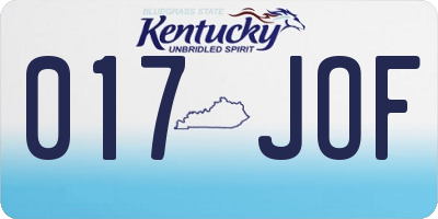 KY license plate 017JOF