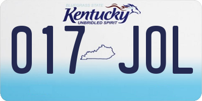 KY license plate 017JOL