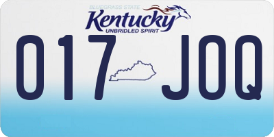 KY license plate 017JOQ