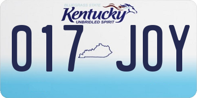 KY license plate 017JOY