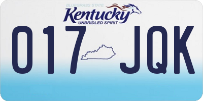 KY license plate 017JQK
