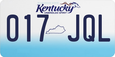 KY license plate 017JQL