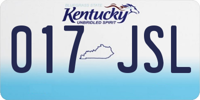 KY license plate 017JSL