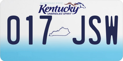 KY license plate 017JSW