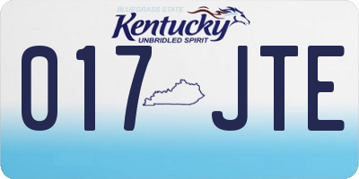 KY license plate 017JTE