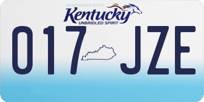 KY license plate 017JZE