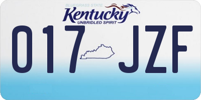 KY license plate 017JZF