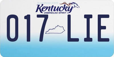 KY license plate 017LIE