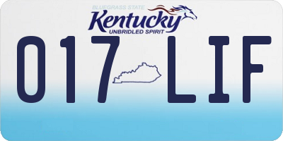 KY license plate 017LIF