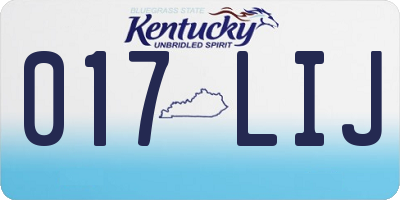 KY license plate 017LIJ