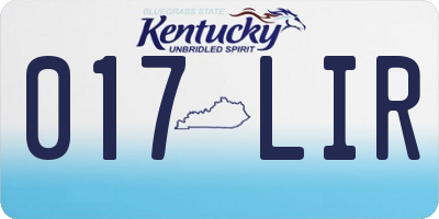 KY license plate 017LIR