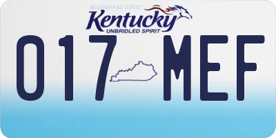 KY license plate 017MEF