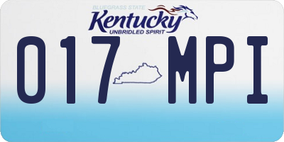 KY license plate 017MPI