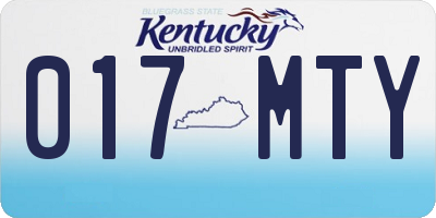 KY license plate 017MTY