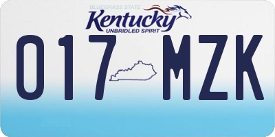 KY license plate 017MZK