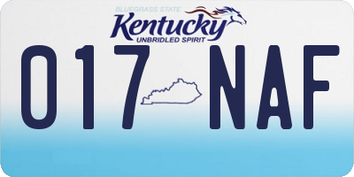 KY license plate 017NAF