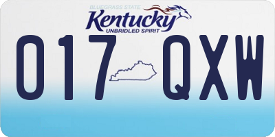 KY license plate 017QXW