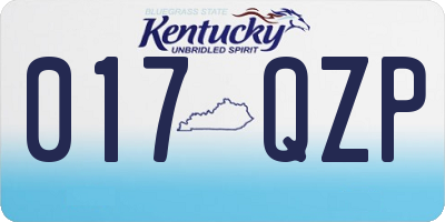 KY license plate 017QZP