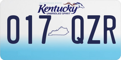 KY license plate 017QZR