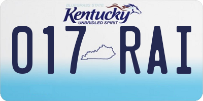 KY license plate 017RAI