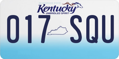 KY license plate 017SQU