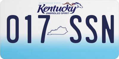 KY license plate 017SSN