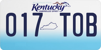 KY license plate 017TOB