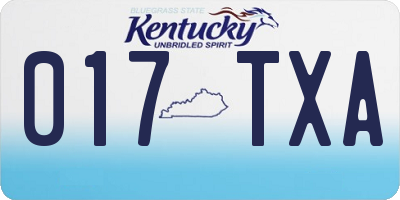 KY license plate 017TXA