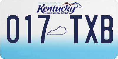 KY license plate 017TXB