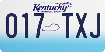 KY license plate 017TXJ