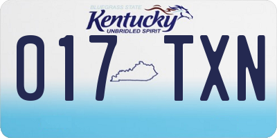 KY license plate 017TXN