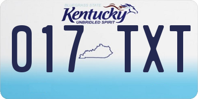 KY license plate 017TXT