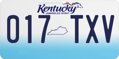 KY license plate 017TXV