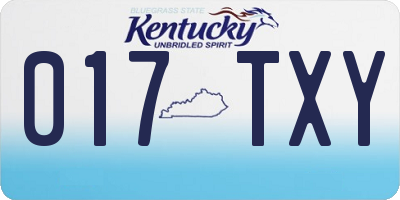 KY license plate 017TXY