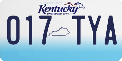 KY license plate 017TYA