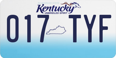 KY license plate 017TYF