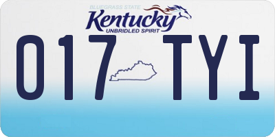 KY license plate 017TYI