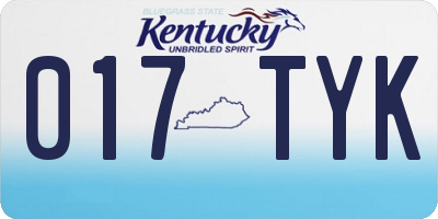 KY license plate 017TYK