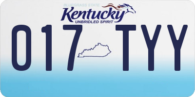 KY license plate 017TYY