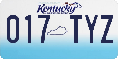 KY license plate 017TYZ
