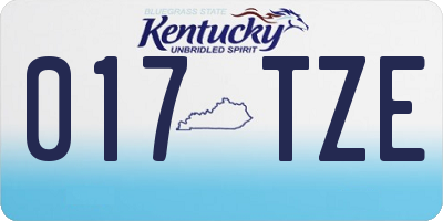 KY license plate 017TZE