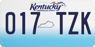 KY license plate 017TZK