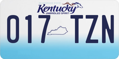KY license plate 017TZN