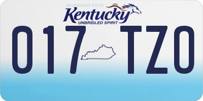 KY license plate 017TZO