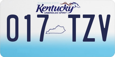 KY license plate 017TZV