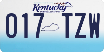 KY license plate 017TZW