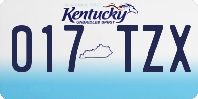KY license plate 017TZX